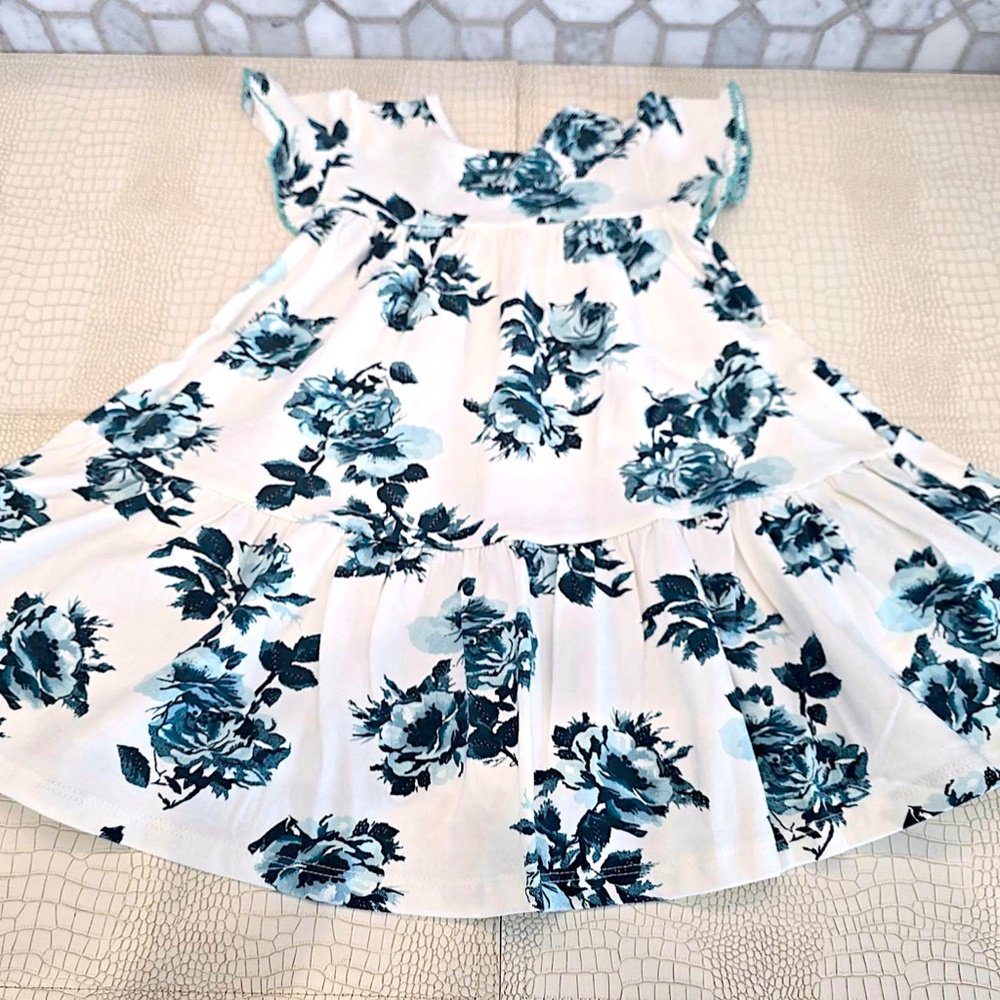 Brand New Very Pretty Blue and Cream Print MILON Girls Toddler Dress 3T - Picture 5 of 6